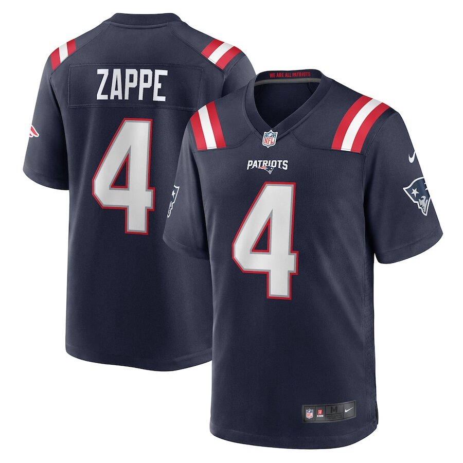 Men's New England Patriots Bailey Zappe Navy Jersey