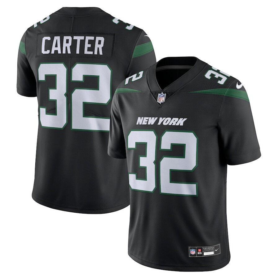 Men's New York Jets Michael Carter Black Jersey.