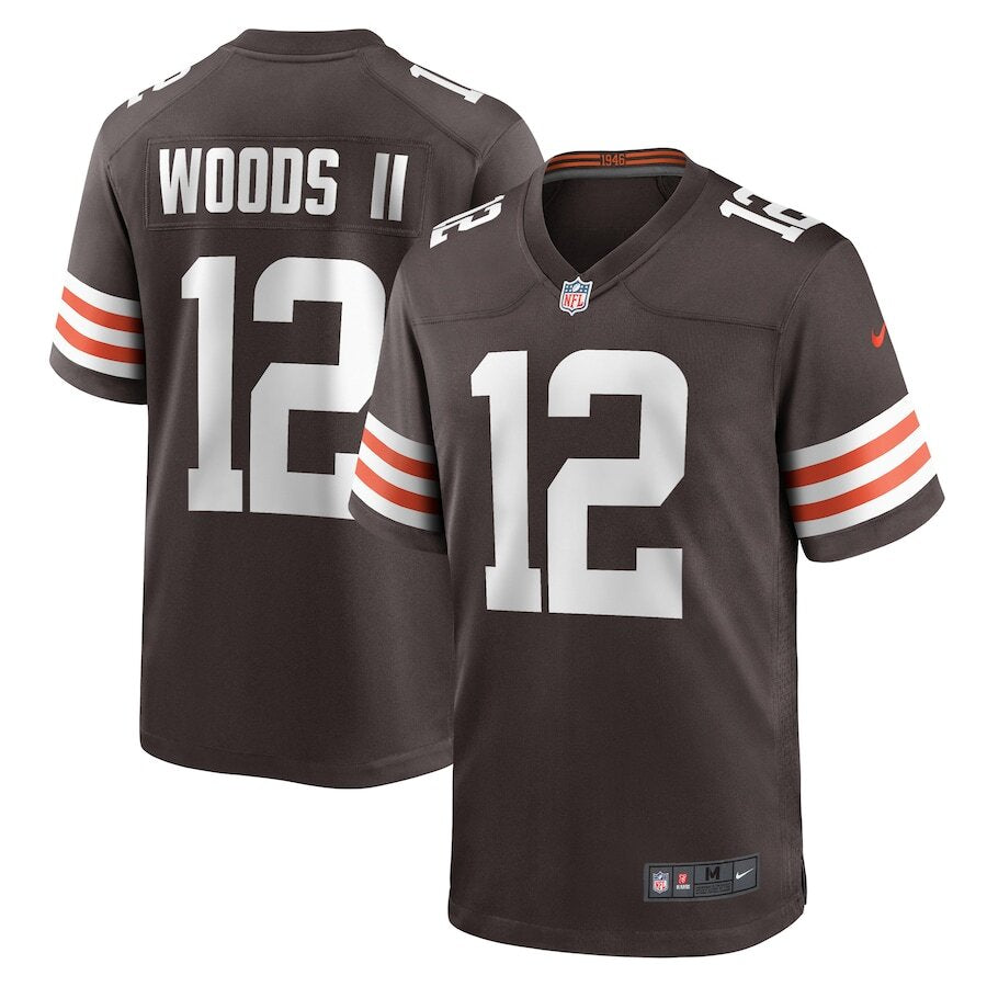 Men's Cleveland Browns Michael Woods II Brown Jersey.