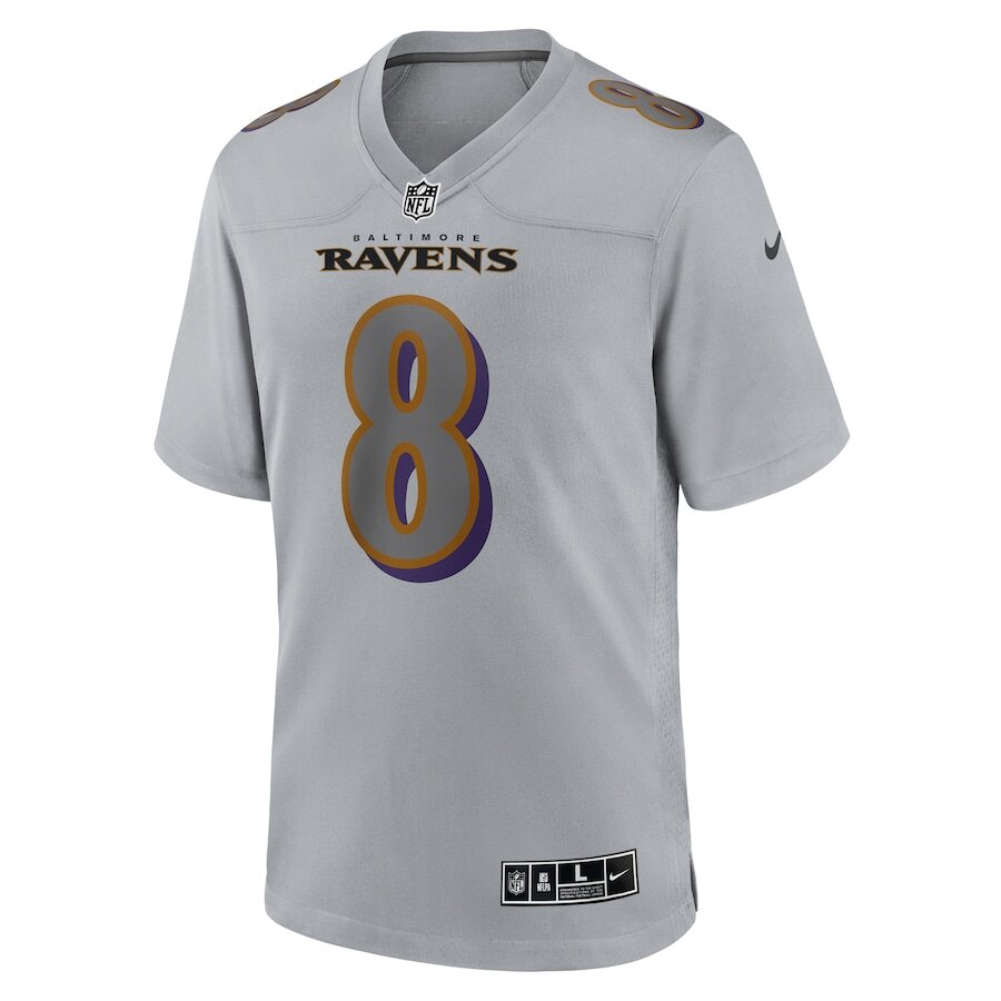 Men's Baltimore Ravens Lamar Jackson Gray Jersey