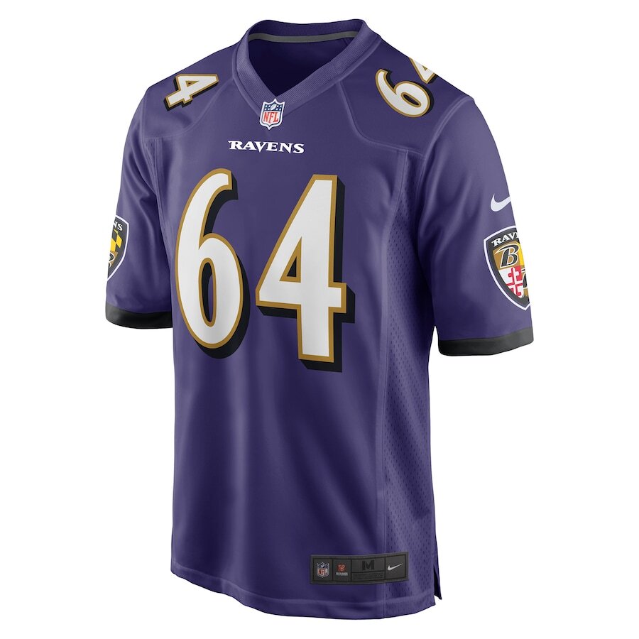 Men's Baltimore Ravens Tyler Linderbaum Purple Jersey.