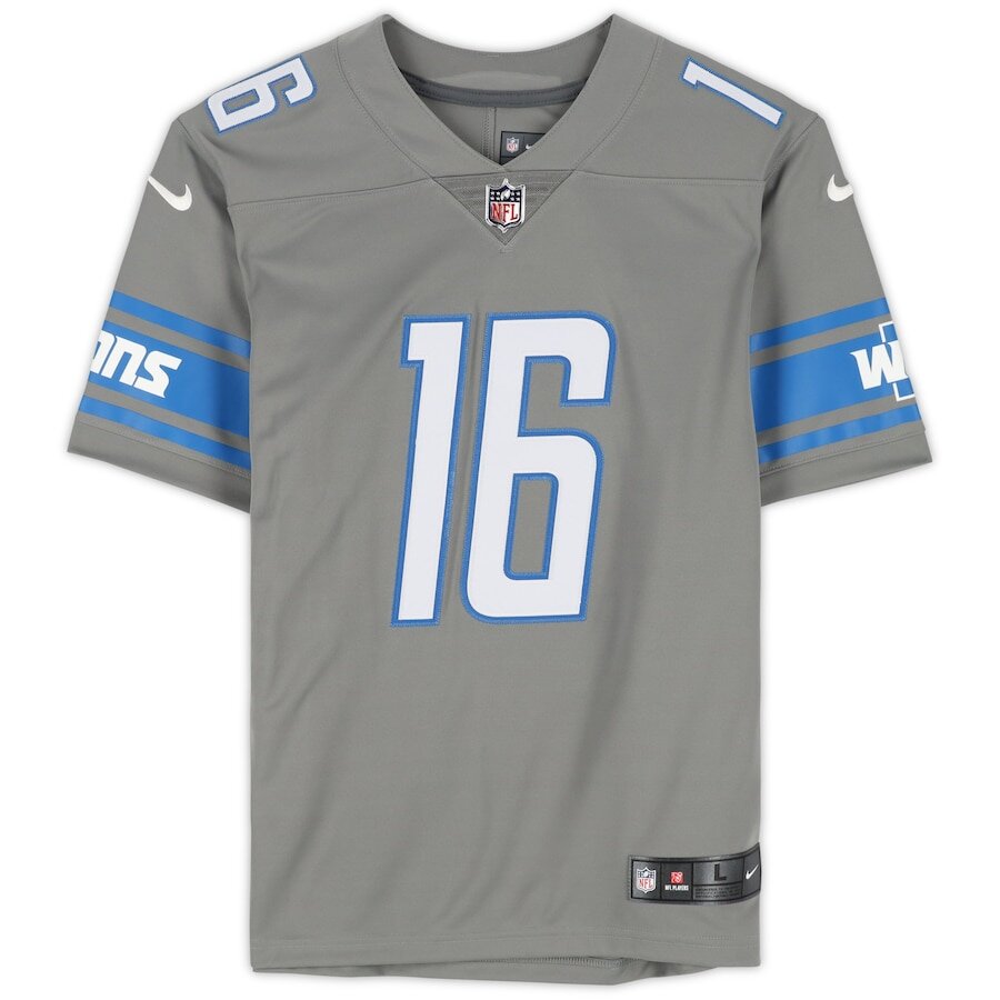 Men's Detroit Lions Jared Goff Steel Jersey