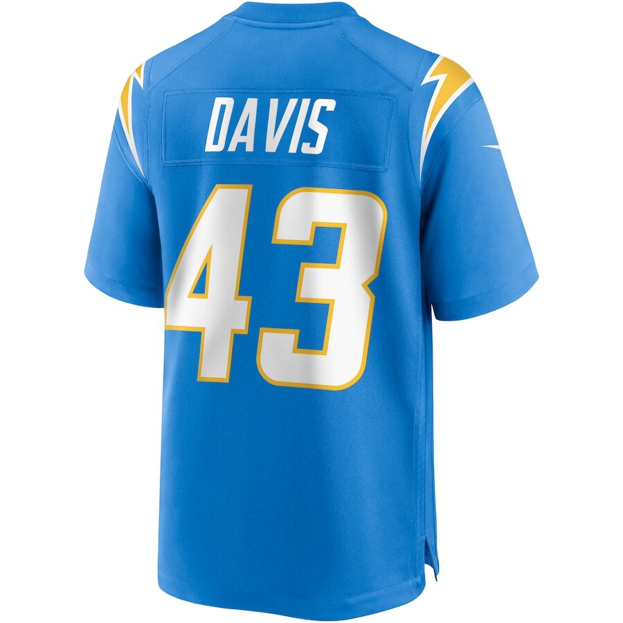 Men's Los Angeles Chargers Michael Davis Powder Blue Jersey.