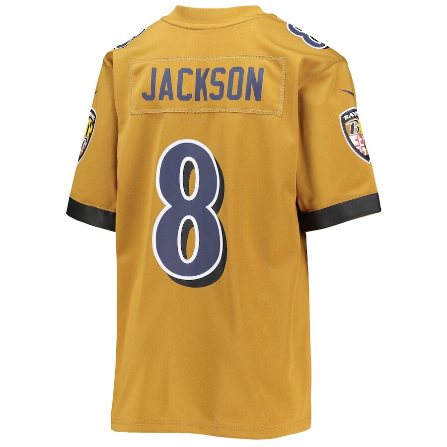 Men's Baltimore Ravens Lamar Jackson Gold Jersey