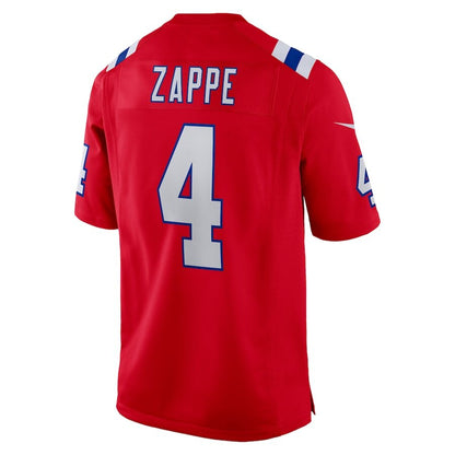 Men's New England Patriots Bailey Zappe Red Alternate Jersey