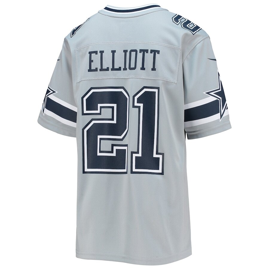 Men's Dallas Cowboys Ezekiel Elliott Silver Jersey