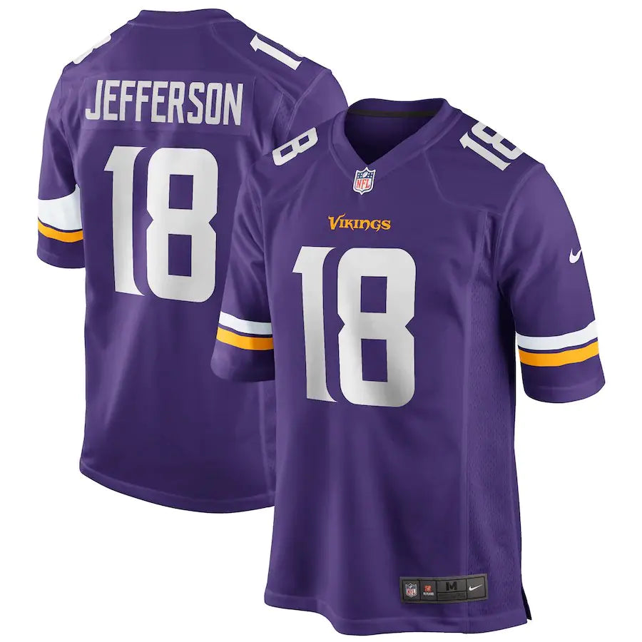 Men’s Minnesota Vikings Justin Jefferson Purple NFL Jersey.