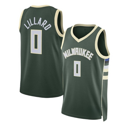 Men's Milwaukee Bucks Damian Lillard Hunter Green Jersey