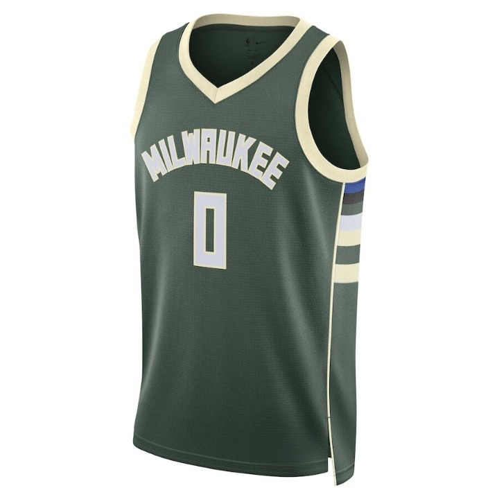 Men's Milwaukee Bucks Damian Lillard Hunter Green Jersey