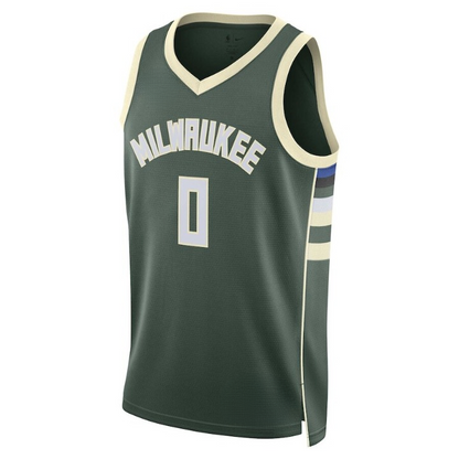 Men's Milwaukee Bucks Damian Lillard Hunter Green Jersey