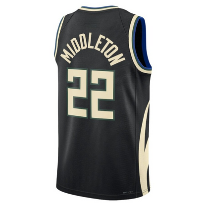 Men's Milwaukee Bucks Khris Middleton Black Jersey