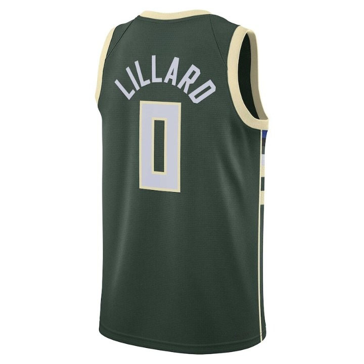 Men's Milwaukee Bucks Damian Lillard Hunter Green Jersey