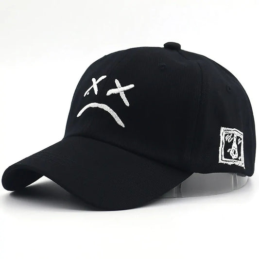 Sad Face Embroidered Baseball Cap