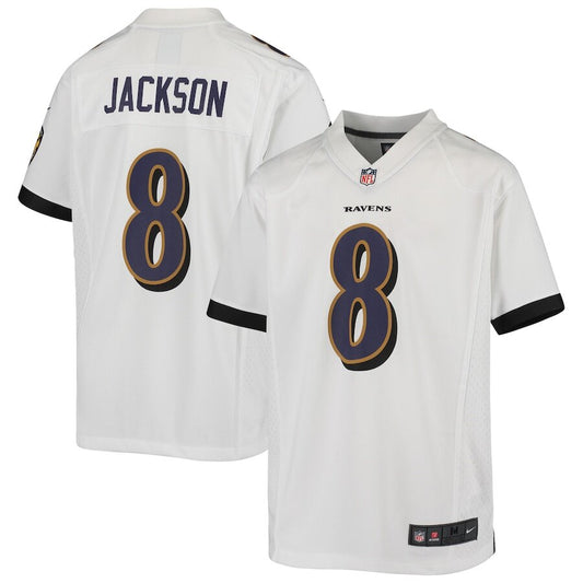 Youth Baltimore Ravens Lamar Jackson White Jersey