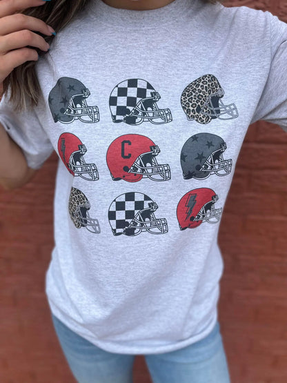 Repeating Football Helmet Custom Mascot Tee